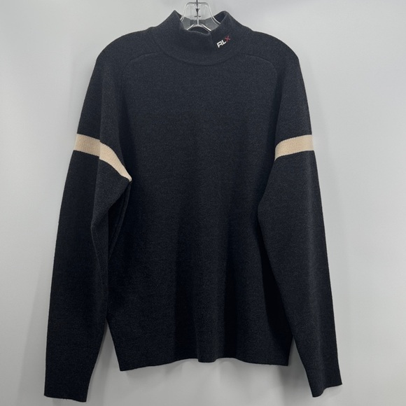 VTG POLO RALPH LAUREN SPORT RLX Technical Ski SWEATER, 100% Wool Dk Gray Large - Picture 2 of 11